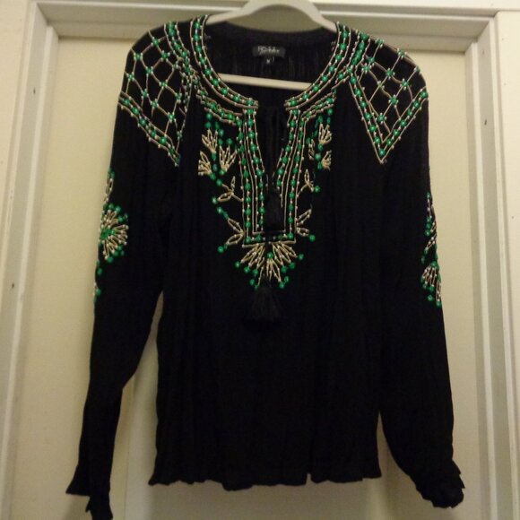 BEADED BOHO BEAUTIFUL GIRL BLOUSE BY RD KOKO M - Picture 2 of 6